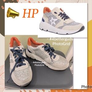 Steven - Steve Madden Price Silver Glitter Star Nude Suede Upper sneakers 10M 10